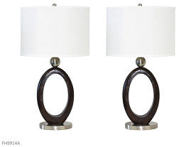 AWF Imports  Steel-Wood Lamps (Pair)