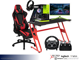 Skytech-Westinghouse-Logitech-Turtle Beach-OSC Designs Viper Gaming Computer with Matching Monitor + Gaming Headset + Driving Racing Wheel + Gaming Desk & Chair Bundle  (Green)