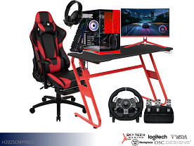 Skytech-Westinghouse-Logitech-Turtle Beach-OSC Designs Viper Gaming Computer with Matching Monitor + Gaming Headset + Driving Racing Wheel + Gaming Desk & Chair Bundle  (Red)
