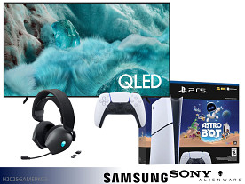 Samsung-Sony-Alienware QLED 42 AI Smart TV + PS5 with Extra Controller + Gaming Headset Bundle  - 65" Screen