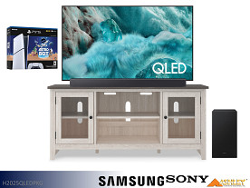 Samsung-Sony-Ashley QLED 4K AI Smart TV + PS5 + Soundbar + TV Stand Bundle 