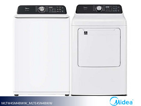 Midea Large Capacity Top Load Washer & Electric Dryer Set - W: 4.5cf | D: 7.0cf (White)