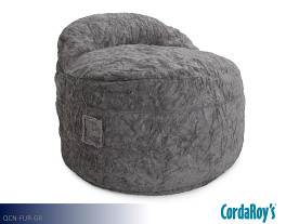 CordaRoys Faux Fur Bean Bag Chair Gray  (Queen)